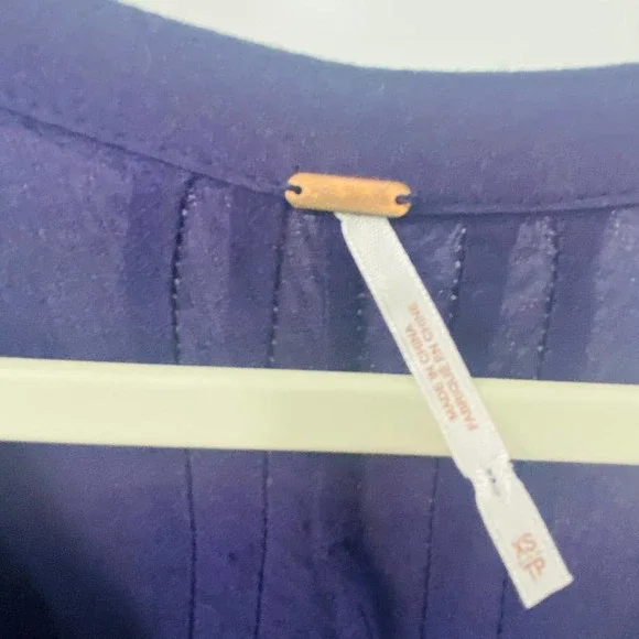 Free People Sisters of the Moon Pleated Button Front High Low Purple Top Size XS - Picture 6 of 13